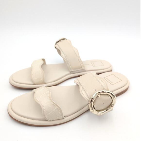 Dolce Vita Aperol Scalloped Slide Sandal Women's Slip-On Ivory Size US10 EU41 - Picture 1 of 12